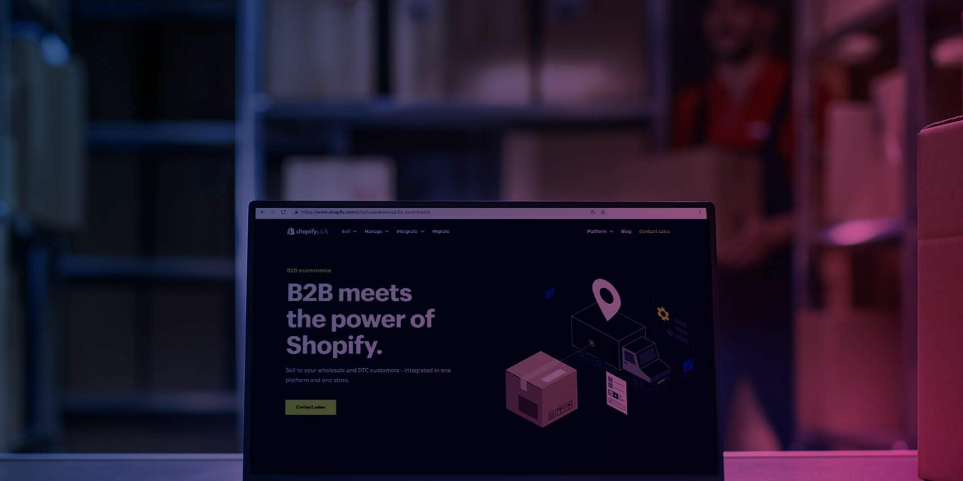 Desktop mit Shopify B2B Webseite