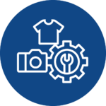 Icon blau Verbesserung Produktmanagement & Fotografie