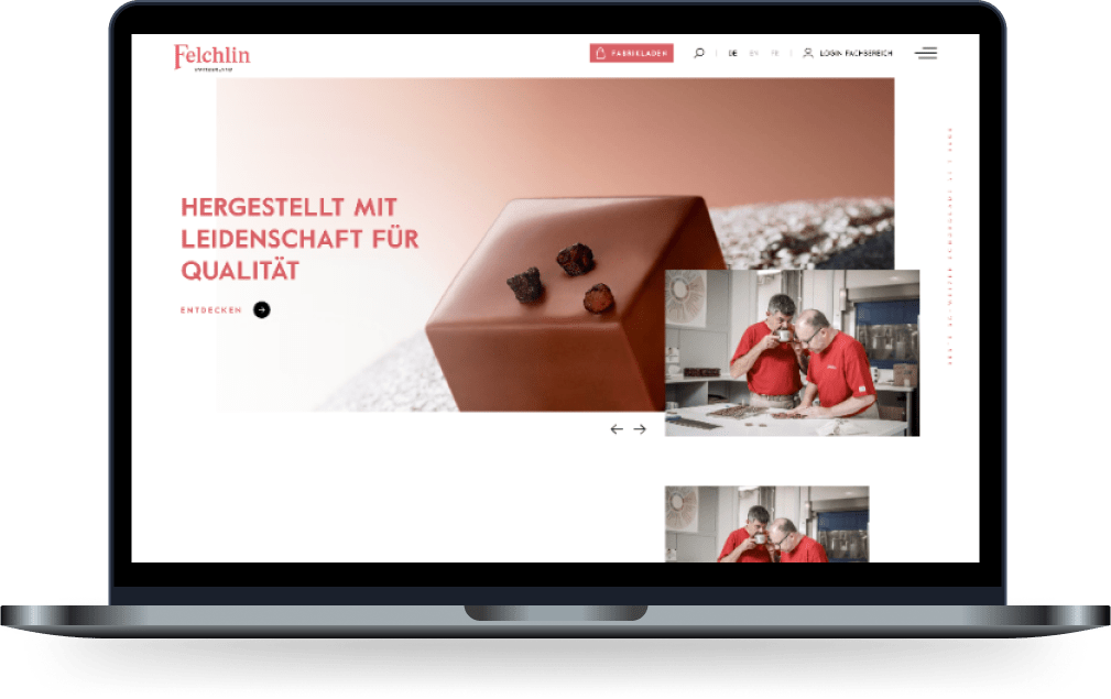 Felchlin Shopware Projekt Startseite auf Laptop