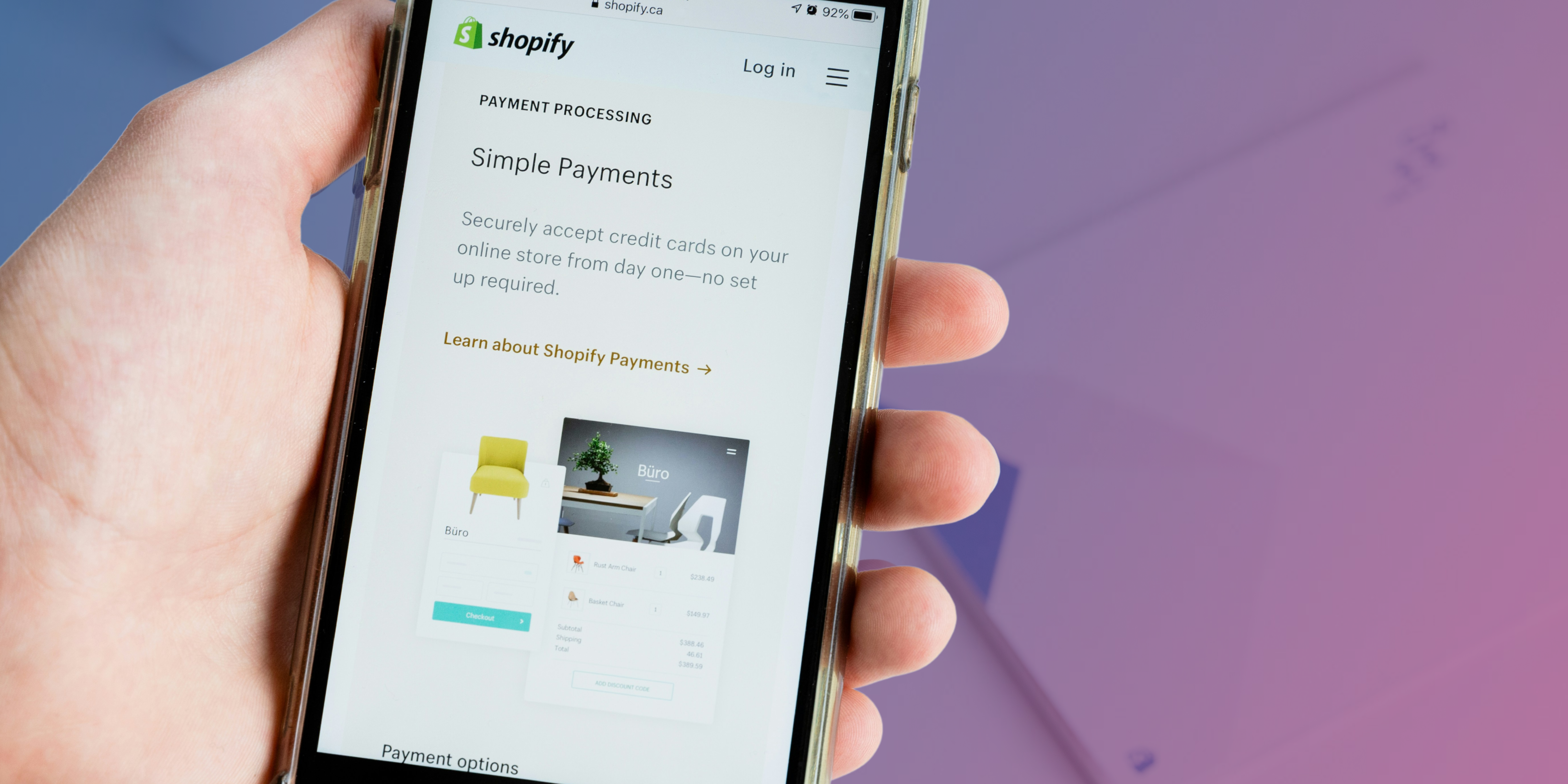 Shopify Hilfe Screen auf Smartphone